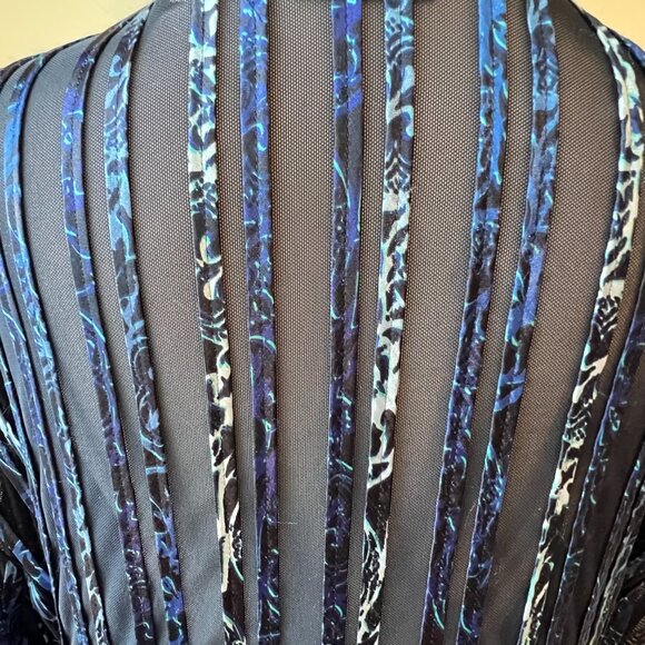 ✨Chico's Travelers Collection Sheer Open Cardigan Jacket Size 2 (L) Blue✨ - Picture 7 of 13